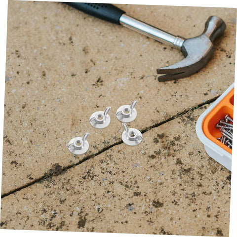 20 Piece Stainless Steel Wing Nut Set for Hurricane Shutter Fasteners displayed with tools