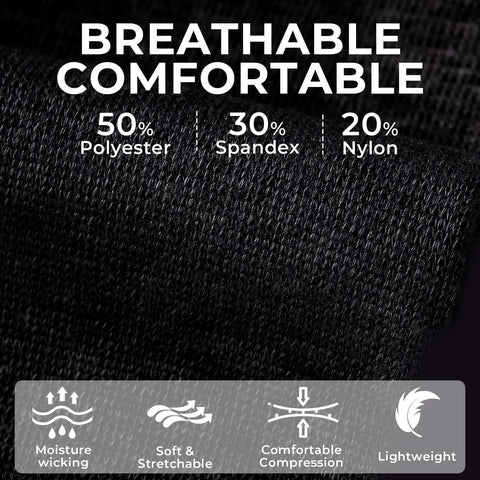 Open Heel Ankle Support Sleeve With Light Breathable Knit Fabric For Men Women Kids Medium Compression Right Or Left Ankle Black Size M 1 Pair, fabric composition details shown
