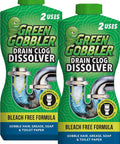 Green Gobbler Drain Clog Dissolver two-bottle pack with green packaging (2 uses)