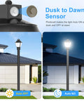 LED Post Top Light With Dusk To Dawn Photocell 5000K Daylight White No Glare Eye Friendly demonstrating auto on/off in daylight and night settings