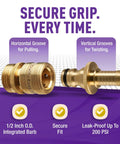 Easy Connect 1/2 Inch Hose Repair Kit With Quick Connect Barbed Fitting And 3/4 Inch GHT Female Threads, brass components displayed