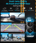 Dual-lens clarity of 4K front camera and 1080p rear on Effortless 9 Inch Wireless Apple CarPlay And Android Auto Screen For Any Vehicle