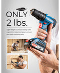 Heavy Hitter 20V Brushless Impact Drill Generating 443 In Lbs Torque And 27000 Ipms 1 2 Inch Keyless Metal Chuck in use, lightweight design.