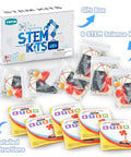 Box and contents of Six STEM Fan Kits For Kids Aged 8 To 12 DIY Wooden Fan Building Toys Electric Circuit Experiments.