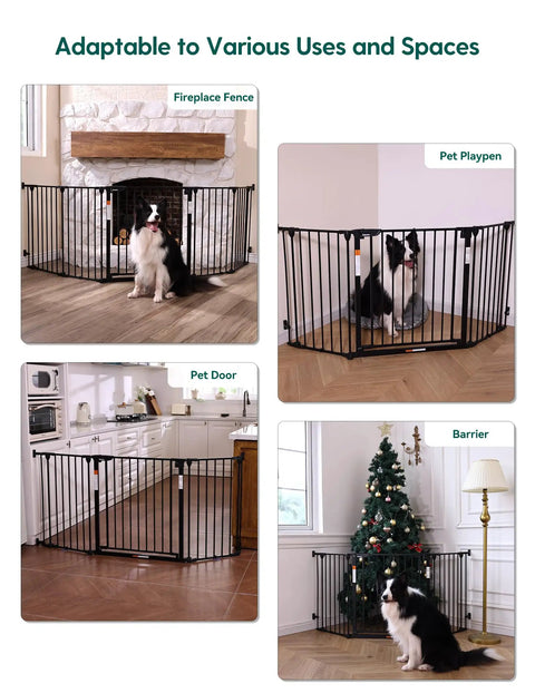 Heavy Duty Rock Solid Extra Wide Baby Gate With Foldable Metal Panels And Oversized Walk Through Door for various uses indoor.