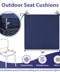 Diagram of All Weather Outdoor Chair Cushions Set Of Four With Ties And Handles Square 19 By 19 By 3 Inches Navy Blue Cushions For Patio Furniture.