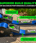 Heavy Duty Retractable Ratchet Straps 2 Inch By 10 Feet, 3033 Pound Break Strength, 2-Pack Self Retracting Tie Down Straps with labels