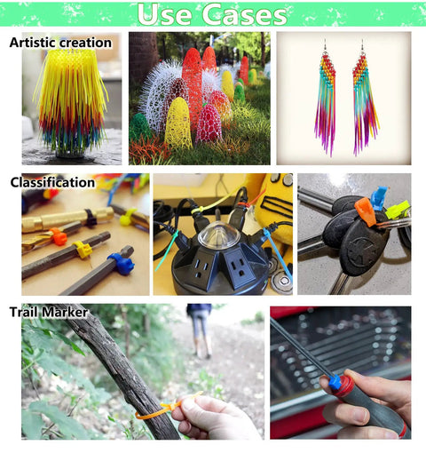 8 Inch Heavy Duty Cable Ties Assorted Colors 300 Pack For Home Office Cord Management And Projects shown in various uses