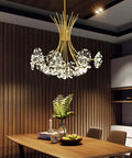 Dope Modern Gold Crystal Chandelier Bouquet Pendant Light With Flower Dandelion Design Hanging Ceiling Fixture For Living Room