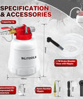 One Person Brake Bleeder Vacuum Pump Kit For Cars And Trucks With Adapters Air Compressor Powered Brake Fluid Bleeder System parts displayed