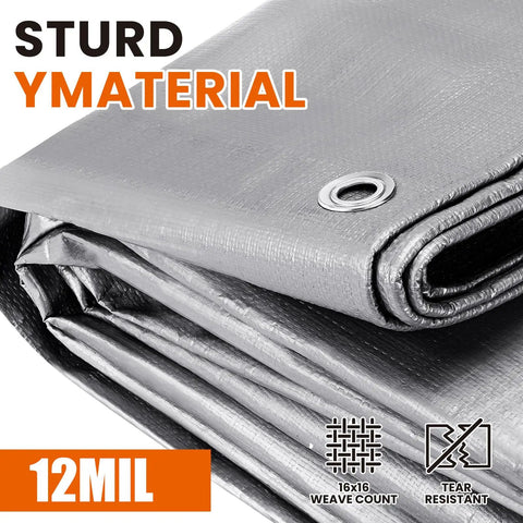 Heavy Duty Tarp 10x12 Ft 12 Mil Waterproof With Grommets Tough As Nails All Weather Shield UV Resistant And Tear Proof Plastic