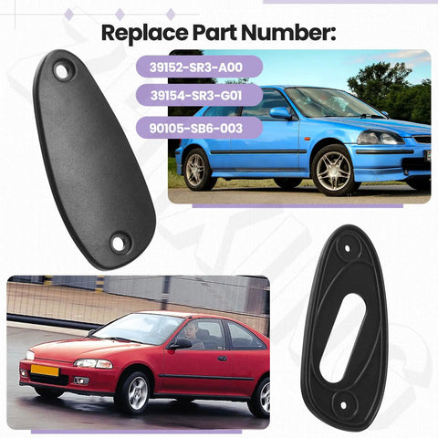 Honda Civic Antenna Hole Plate Cap Cover Kit For 1992 To 2000 1.5L 1.6L Models Replacement 39152-SR3-A00 39154-SR3-G01 90105-SB6-003