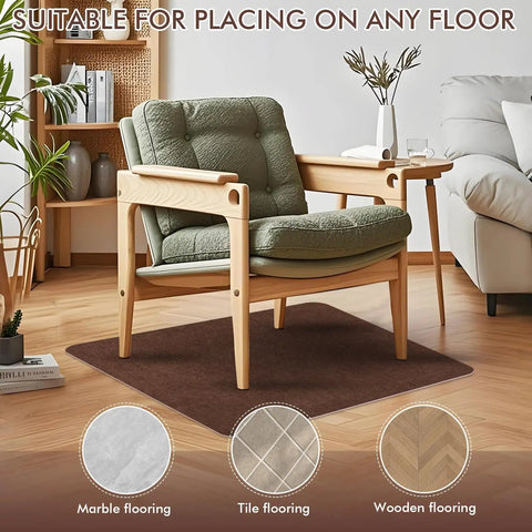 Non Slip Recliner Pads For Hardwood Floors And Tile, Heavy Duty Anti Slip Grid Floor Protectors For Carpet, Desk Or Office Chair, 40 By 40 Inch Brown, Scratch Resistant, Quiet Glide under a chair on wood floor.