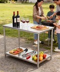 Beast Of A Heavy Duty Stainless Steel Kitchen Prep Table With Adjustable Undershelf, 18x24x33.5 in, used for outdoor BBQ setup