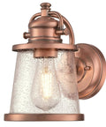 Emma Jane One Light Outdoor Wall Lantern in Washed Copper Finish with Clear Seeded Glass for Porch or Entryway Exterior Lighting