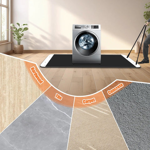 Oversized Heavy Duty Moving Sled With Tough Nylon Pull Cables yard glide mat under a washing machine on various flooring types.