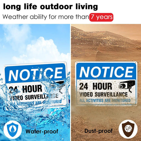 Heavy Duty Video Surveillance Sign 4 Pack 7x10 Inch Reflective Aluminum Security Camera Warning Decal with water and dust resistance