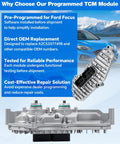 Ford Focus 2.0L DPS6 TCM Transmission Control Module Pre-Programmed Plug And Play Replacement Unit 2011-2022 Easy Install Fixes Hard Shifting Delayed Engagement A2C53377498 AE8Z-7Z369-F, silver module