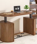 Electric Standing Desk With Storage 55 By 22 Inch Sit Stand Workstation In Walnut Wood in home office setup
