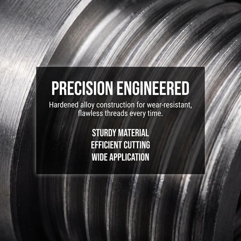 Close-up of the Heavy Duty Dual Function Pipe Threader Kit For Power Drill showing hardened alloy threads for efficient cutting.