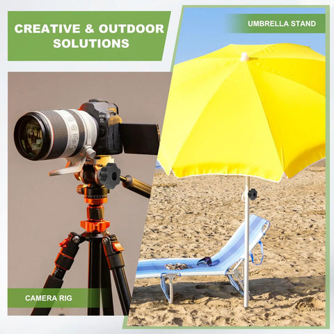 Heavy Duty Plastic Clamping Knobs Set With Brass Core used on camera rig and yellow beach umbrella stand