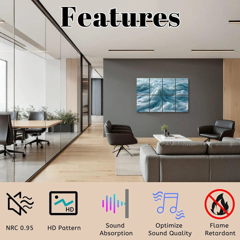 8 Pack Dreamy Blue Ocean Wave Acoustic Wall Panels Self Adhesive Sound Absorbing Home Studio Essentials Vibe Upgraded Game Changer Soundproof Decor For Your Chill Zone in modern office setting.