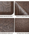 Close-up image of brown Ultra Plush Anti Fatigue Kitchen Mat Cushioned Comfort Rug showing unique beveled edge and texture.
