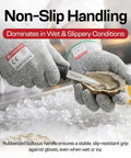 Professional Oyster Shucking Kit with 3.5 Inch Heavy Duty Stainless Steel Shucking Knife and Level 5 Cut Resistant Gloves in use