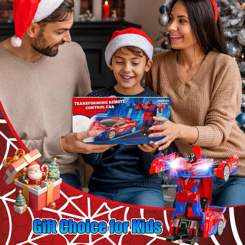 Family with Spider Transform Remote Control Car For Boys 2-In-1 Car And Robot, 2.4GHz RC, holiday setting, gift choice