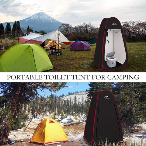 Instant Pop Up Privacy Tent 3.9x3.9x6.9 Ft Large Portable Changing Room with 2 Storage Pockets and 4 Sandbags in camping scene
