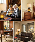 Set Of 2 Rustic Farmhouse Table Lamps With Built In USB Ports And Outlet For Living Room Or Bedroom in various room settings