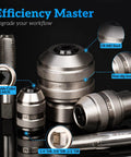 Front view of Three Piece Tap Socket Set For Ratchet Wrenches In Sizes One Quarter Inch Three Eighths Inch And One Half Inch Drive.