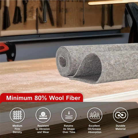 F-7 Industrial Felt 72 Inch Wide 12 Inch Long One Eighth Inch Thick Premium Wool Blend for automotive and machinery
