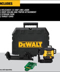 20V Max Laser Level With Cross Line And Three 360 Degree Green Beams Bare Tool Only For Indoor Layouts Self Leveling Lines Up To 40 Meters Indoors Or Up To 100 Meters With Detector, DeWalt case and accessories