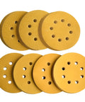 5 Inch 8 Hole Hook And Loop Sanding Discs Set With Pro Grade Assorted Grits 60 80 120 150 220 320 400 In Gold Color 105 Pack