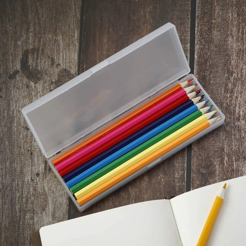 Open white 4 Piece Plastic Pencil Case Set With Hinged Lid And Snap Closure For Pencils Pens Drill Bits And Office Supplies White.
