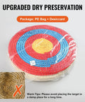 Portable 20 Inch Round Straw Archery Target, 4 Inch Thick, Lightweight handmade solid straw target with deep red finish in PE bag