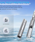 Beefy Heavy Duty Drawer Slides 470 Lb Load Capacity Full Extension Ball Bearing Side Mount Rails 12 To 60 Inch with rust protection