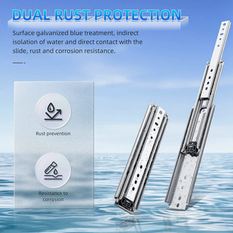 Beefy Heavy Duty Drawer Slides 470 Lb Load Capacity Full Extension Ball Bearing Side Mount Rails 12 To 60 Inch with rust protection