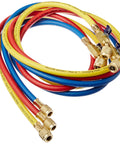 1/4 Inch Hose With Compact Ball Valve, 72 Inch Length, Pack Of 3, Full-Flow Valve For R-410A Refrigerant Systems, Durable Yellow Hose Set