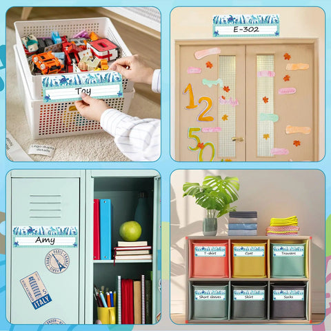 60 Pack Ocean Themed Sea Animal Name Tag Stickers For Back To School Marine Life Adhesive Labels on storage bins and lockers.