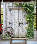Farmhouse Shower Curtain With Green Ivy Leaves And Gray Wood Plank Look And Country Cabin Vibe Durable Polyester With Hooks 70x70 Inches