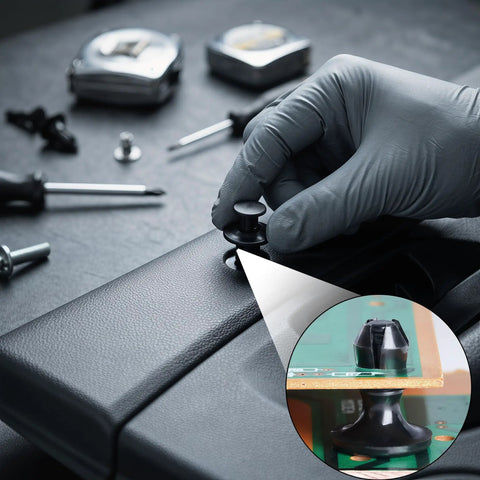 Fifty Black Push Lock Pins For Media Centers And Equipment Panels used for secure panel mounting in electronics.