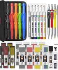 Kickass 44 Piece Carpentry Marking Kit With Heavy Duty Construction Pencils Long Nib Markers Mechanical Pencils Automatic Center Punch and Carbide Scribe For Woodworkers Who Gonna Nail Every Cut With Zero Hassle, including various colored markers and pencils.