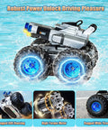 Amphibious Remote Control Car With Water Cannon, Gesture Sensing Stunt RC Boat in water, robust design with glowing wheels