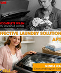 Before and after using Washer Door Lock Latch Switch Replacement For Cabrio And Top Load Washers Easy Install No Fuss Compatible With Maytag Kenmore Models Including WTW7000DW WTW8040DW WTW7300DW WTW8500DC0 And More, showing laundry improvement.