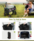 Collapsible Utility Wagon With Extra Deep Seven Cubic Feet Of Space 400 Pound Capacity Heavy Duty Foldable Beach Cart in use, folded in car