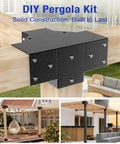 4x4 Pergola Brackets Kit 4 way corner brackets for gazebos and patios, heavy-duty wood post supports for wooden beams, weatherproof.