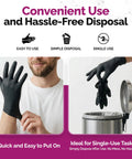 Top Shelf Black Nitrile Gloves 1000 Count Bulk 4 Mil Thick Chemical Resistant Disposable Gloves With Crisp Tactile Feel for easy wear and disposal.
