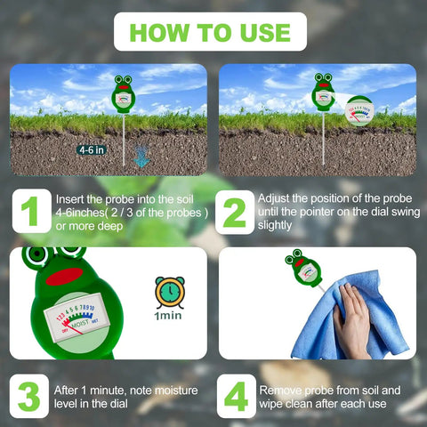 How to use Battery Free Soil Moisture Meter For Indoor And Outdoor Plants, Hygrometer Moisture Sensor Soil Test Kit, Plant Water Meter For Lawn And Farm, No Battery Needed, Great Gardening Gift